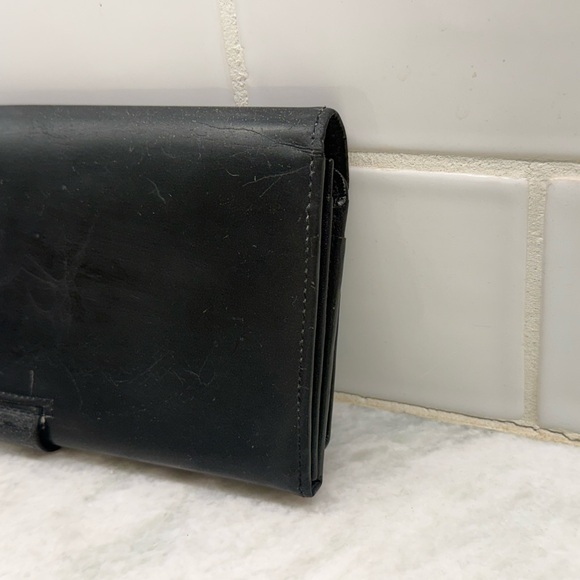 YVES SAINT LAURENT Vintage Black Leather Long Bifold Wallet/Clutch - Picture 7 of 16